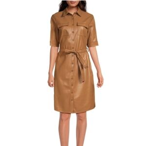 SALE🎄Calvin Klein faux leather Shirtdress Size 12